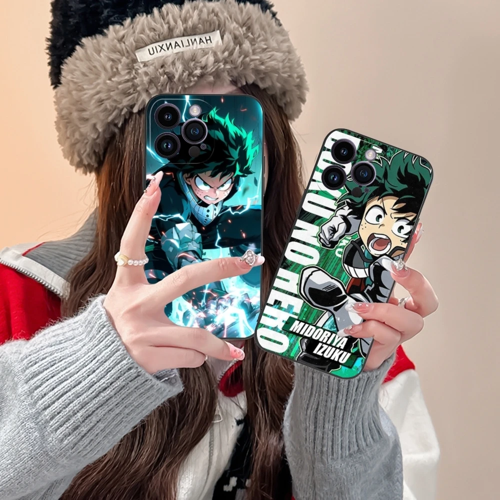 Hero Midoriya Izuku Cell Phone Case for iPhone 15 14 13 12 11 X XR XS 8 7 Pro Max Plus Mini Black Soft Phone Cover Shell