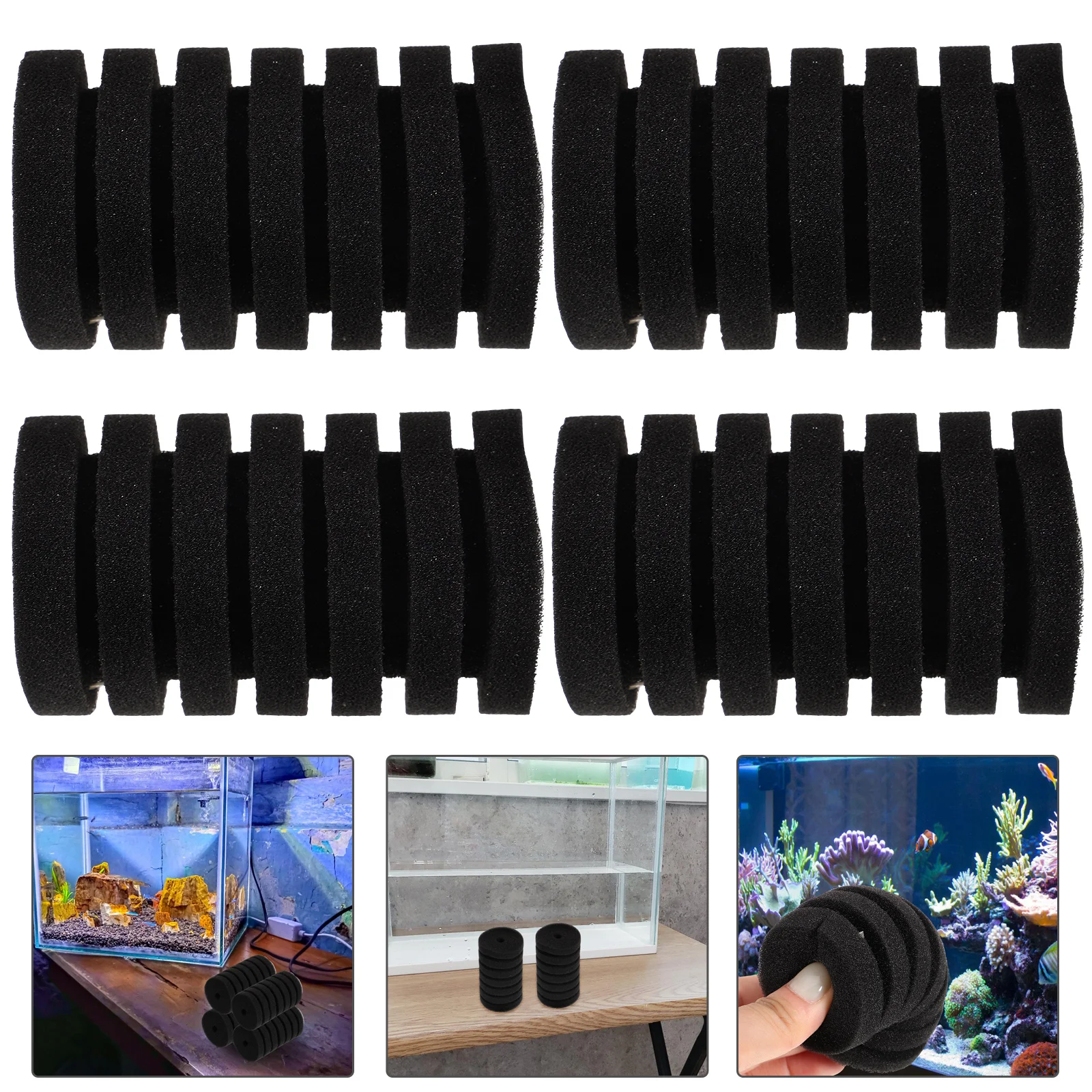 4 Pcs Aquarium Filter Electric Anti-gas Lift Silent Double-head Air Pump Three-in-one Fish Suction Replacement Sponge