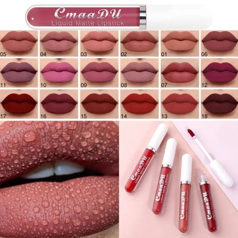 Women Beauty Red Nonstick Cup Waterproof Lip Gloss Sexy Long Lasting Velvet Matte Lip Gloss Liquid Lipstick Lip Makeup