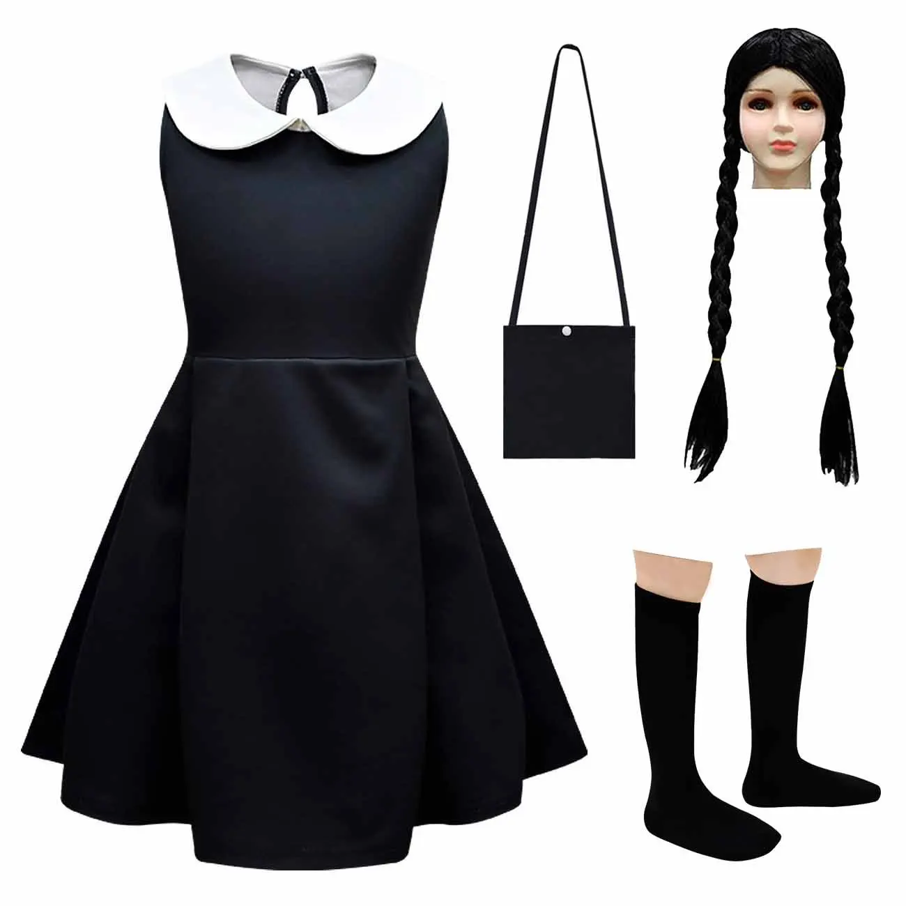 

Carnival Vestidos Wednesday Addams Cosplay Costume For Girl 2023 New Teenage Kids Sleeveless Party Long Dresses 3-14 Yrs