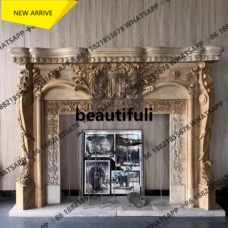 Q178 French carved fireplace decorative cabinet, living room background wall, household shelf, entrance cabinet