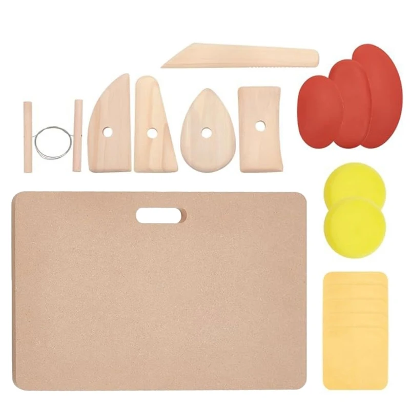 

17x Clay Ceramic Craft Tool Kits Clay Wedging Board Polymer Sculpting Clay Tool Y5GB