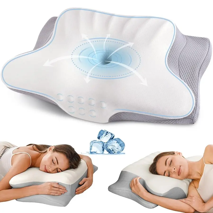 

Cervical Neck Pillow for Pain Relief, Ergonomic Pillow Side Sleeper Pillow for Sleeping, Contour Memory Foam Pillows with Cooli