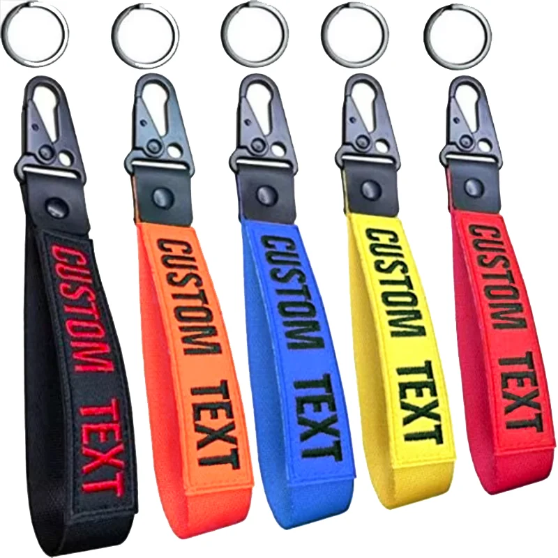 Porte-clés personnalisés avec nom brodé, dragonne, étiquette de clé de voiture personnalisée