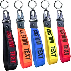 Personalized Keyrings Name Embroidered Keychain Wrist Strap Car Key Tag Custom