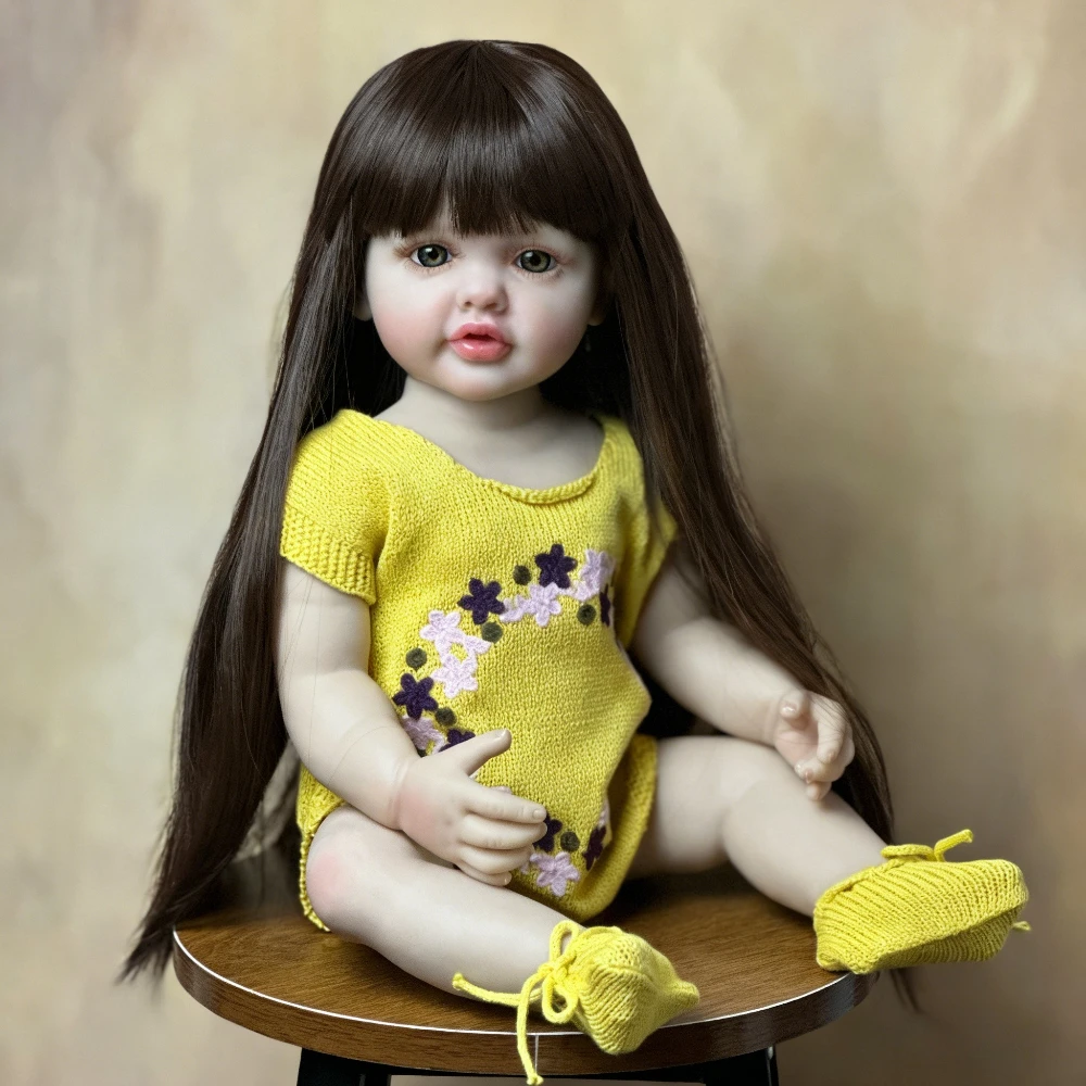 BZDOLL 55cm 22 Zoll Lebensechte Reborn-Babypuppe Ganzkörper Weichvinyl Prinzessin Kleinkind Dekopuppe Neugeborenes Kindergeburtstagsgeschenk