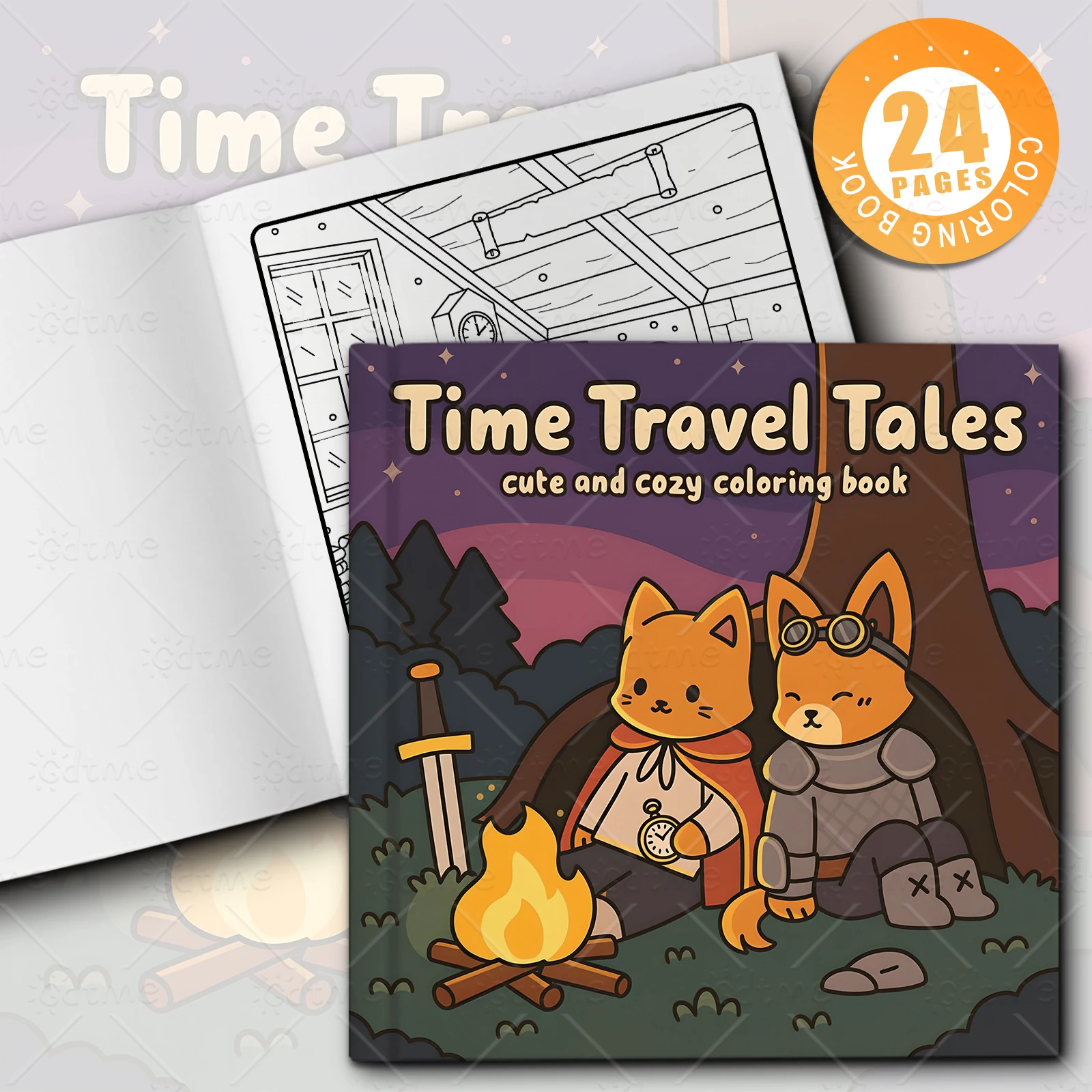 Cute and Cozy Time Travel Tales Coloring Book for Adults Campfire & Fantasy Scenes Anti Anxiety Art Activity Book