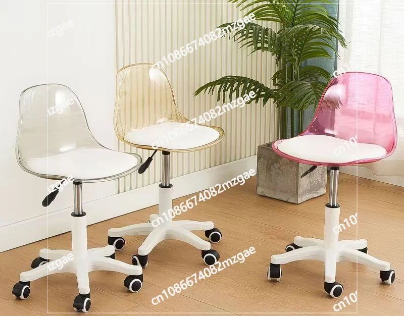 Bar chair metal transparent, light luxury office high stool lift chair can be rotated
