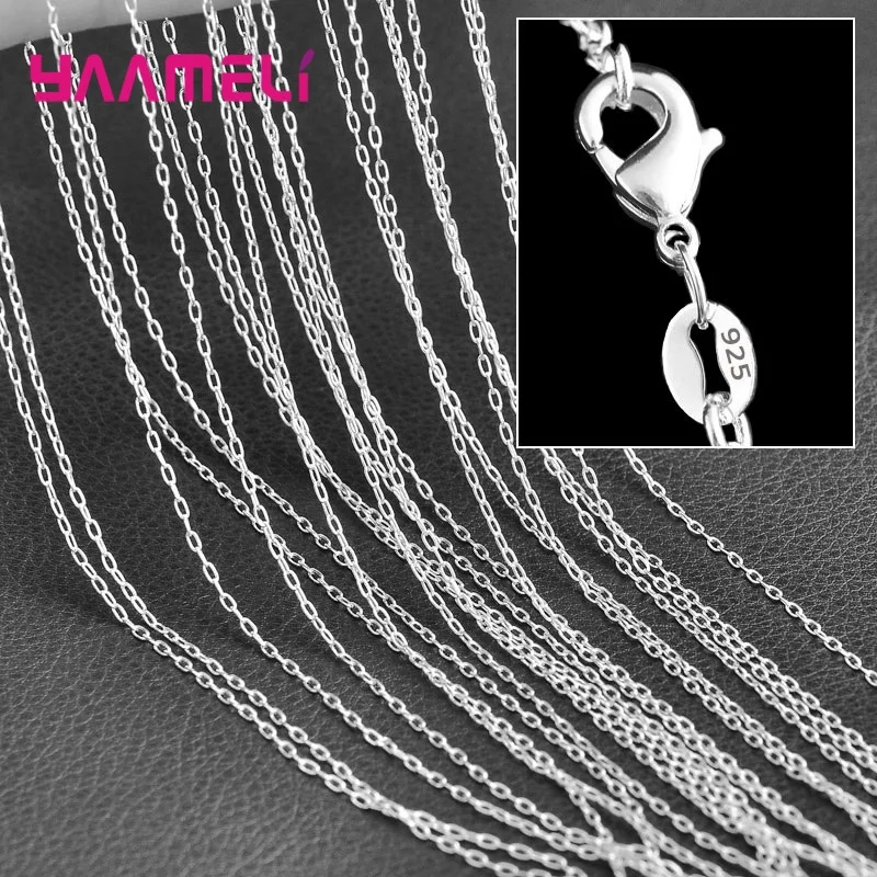 Real 925 Sterling Silver 16-30 Inch 1.5mm Chain Necklace for Women Men Wholesale 5Pcs Lobster Clasp Chains Jewelry Gift