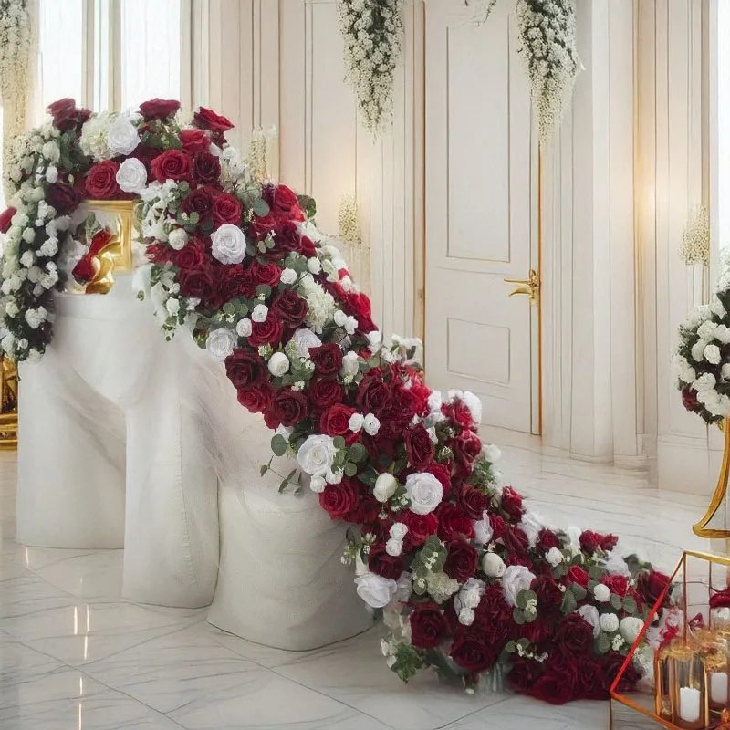

DIA 80CM Red Rose Ball Home Decoration Table Flower Wedding Stage Background Decoration Flower Arrangement