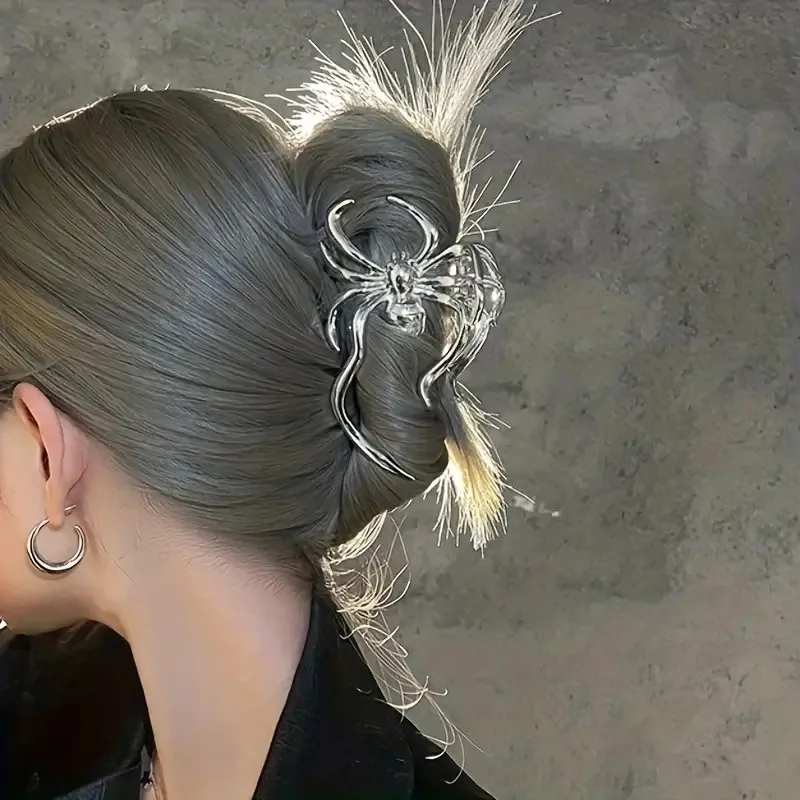 Pinza de Metal para el pelo con forma de araña, garra brillante para la espalda, accesorio para el cabello para mujer