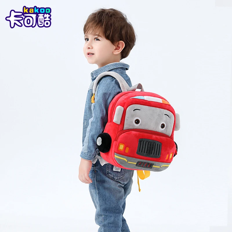 Stereo cartoon car backpack boy girl 2-4 years old kindergarten school bag kids backpack plush backpack