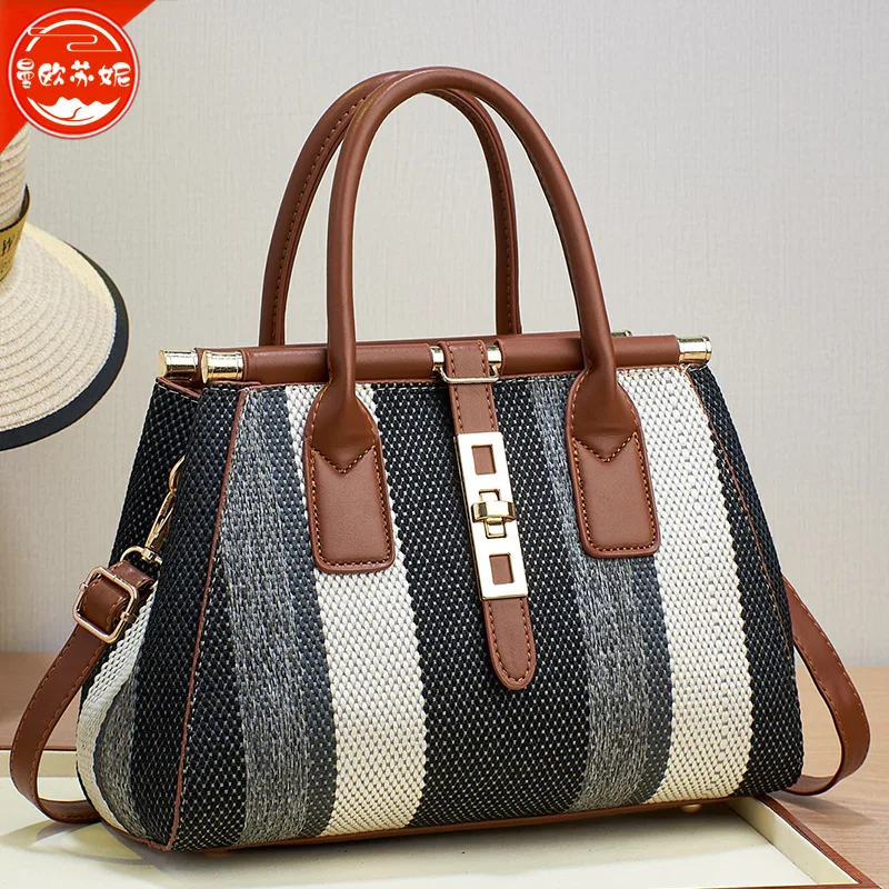 Women's Bag2024New Big Bag Fashion Large Capacity Advanced Texture Crossbody Bag Middle-Aged Women Bag Mom Handbag