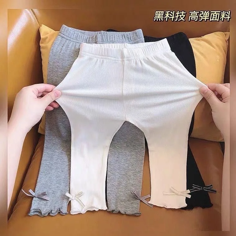 Children Clothes Girl 2025 Kids Baby Girls Leggings Vintage Solid Elastic  Pants Leggings High Waist Girls Clothing Accessories