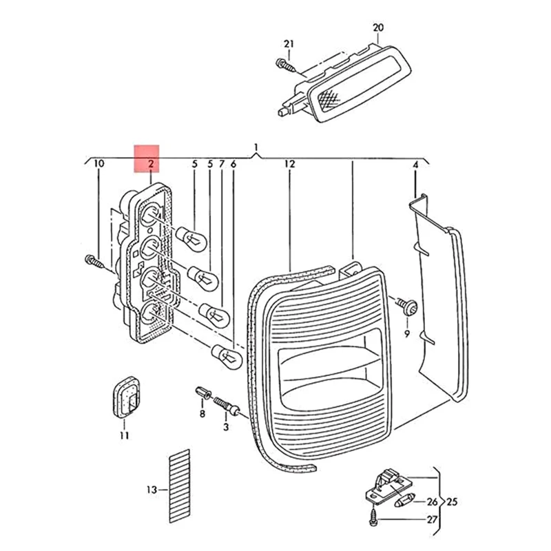 Picture 5: For VW Caddy 2004-2015 Rear Tail Light Bulb Holder Carrier / Tail Light Circuit Board-X67A