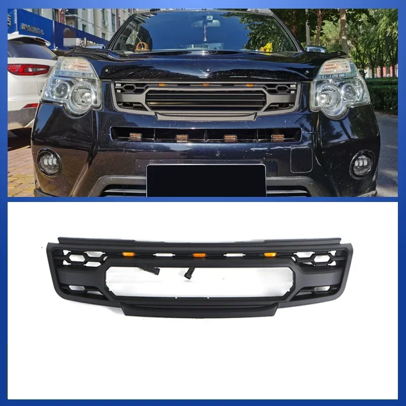 Car Front Bumper Grill with lights for Nissan X-trail Rogue 2012-2014 modified Grille Mask Radiator Body kit Car Accessories