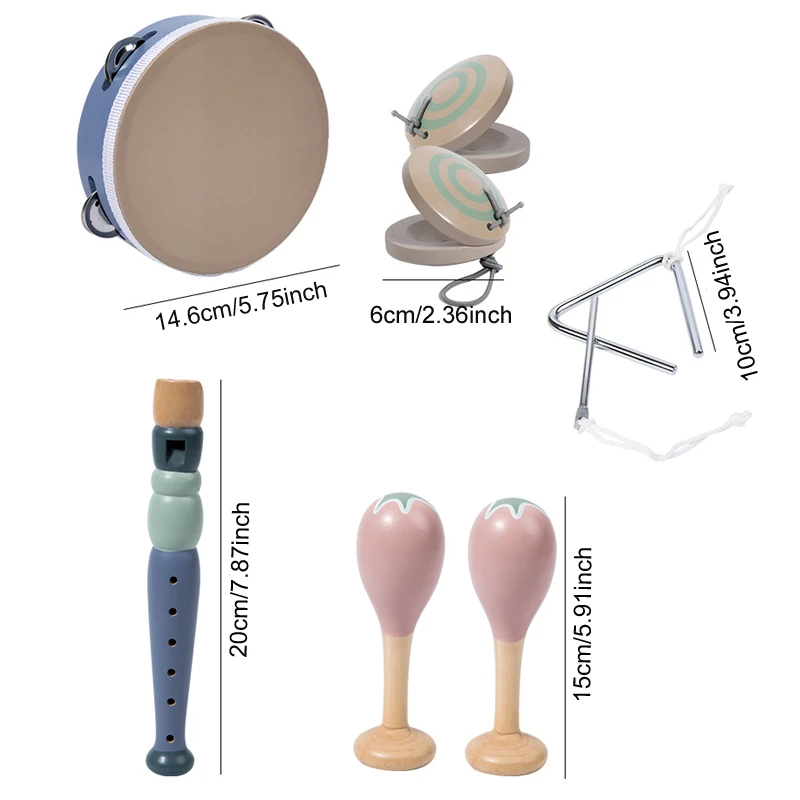 Kids Wooden Music instruments Set Toys Montessori Sensory Toy Sand Drum Hammer Instrument Percussion Preschool Educational Toys