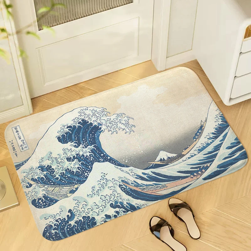 

Carpet Entrance of House Japanese Waves Bathroom Bedroom Rug Hallway Balcony Floor Mats Slip-resistant Home Decor Items