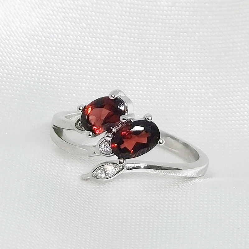 MeiBaPJ Fine Quality Natural Red Garnet Gemstone Trendy Ring for Women Real 925 Sterling Silver Charm Fine Jewelry