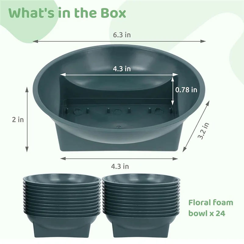 HRBAJ-أطباق زهور الزفاف للعطلات 24 قطعة من مستلزمات الزهور الخضراء لترتيبات الطازجة للزهور