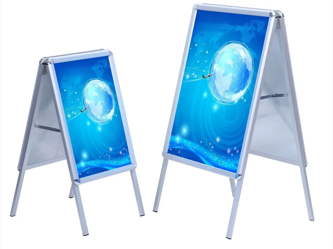 Indoor/Outdoor A-Frame Aluminum Advertising Signage A0-A2/B1/B2 Silver Double Sidewalk Signage
