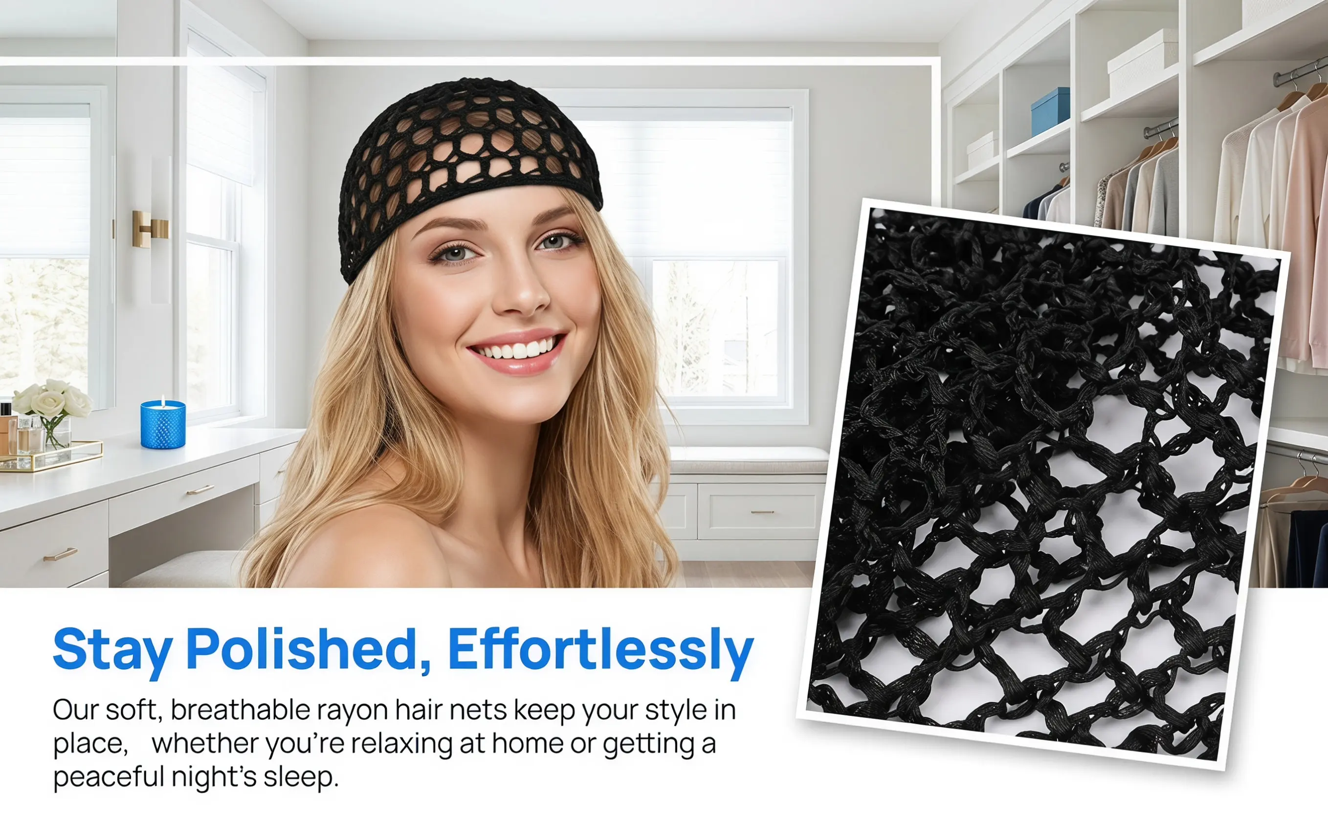 6Pcs Elastic Crochet Hair Nets Breathable Mesh Sleeping Cap for Long Natural Hair Braids Extensions Women Headdress