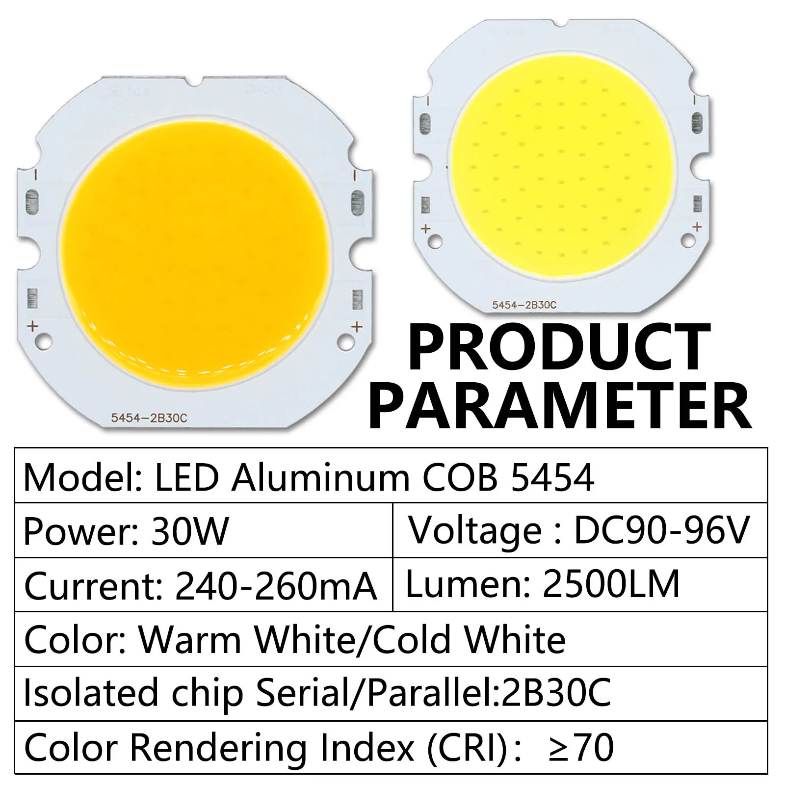 30 واط DC90-96V LED مصدر رقاقة ضوء الأضواء مصابيح الدافئة الباردة الأبيض LED COB خرزة مصباح رقاقة متكاملة مجلس صمام ثنائي باعث للضوء