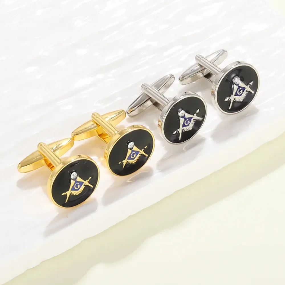 8-piece Set Men's Freemasonry Cufflinks Earrings Button Tuxedo French Sleeve Nail Shirt Accessories Business Clothing Cuff-link