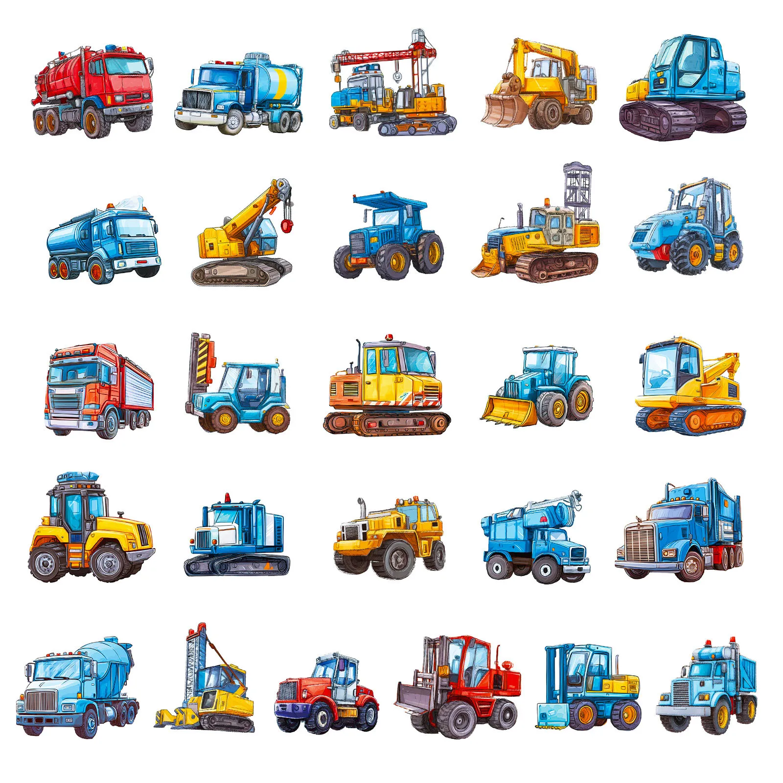 10/30/56PCS Cartoon Bau Engineering Fahrzeuge Aufkleber DIY Telefon Laptop Gepäck Skateboard Graffiti Aufkleber Spaß für Kind