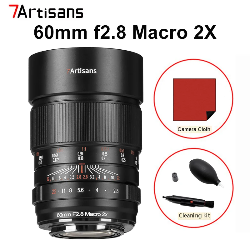 

7atisans 60 мм f2.8 Полнокадровый макрообъектив для Sony A7R5 M4 Nikon Z7 Z9 Canon R8 R6 камеры насекомые цветы портретная съемка