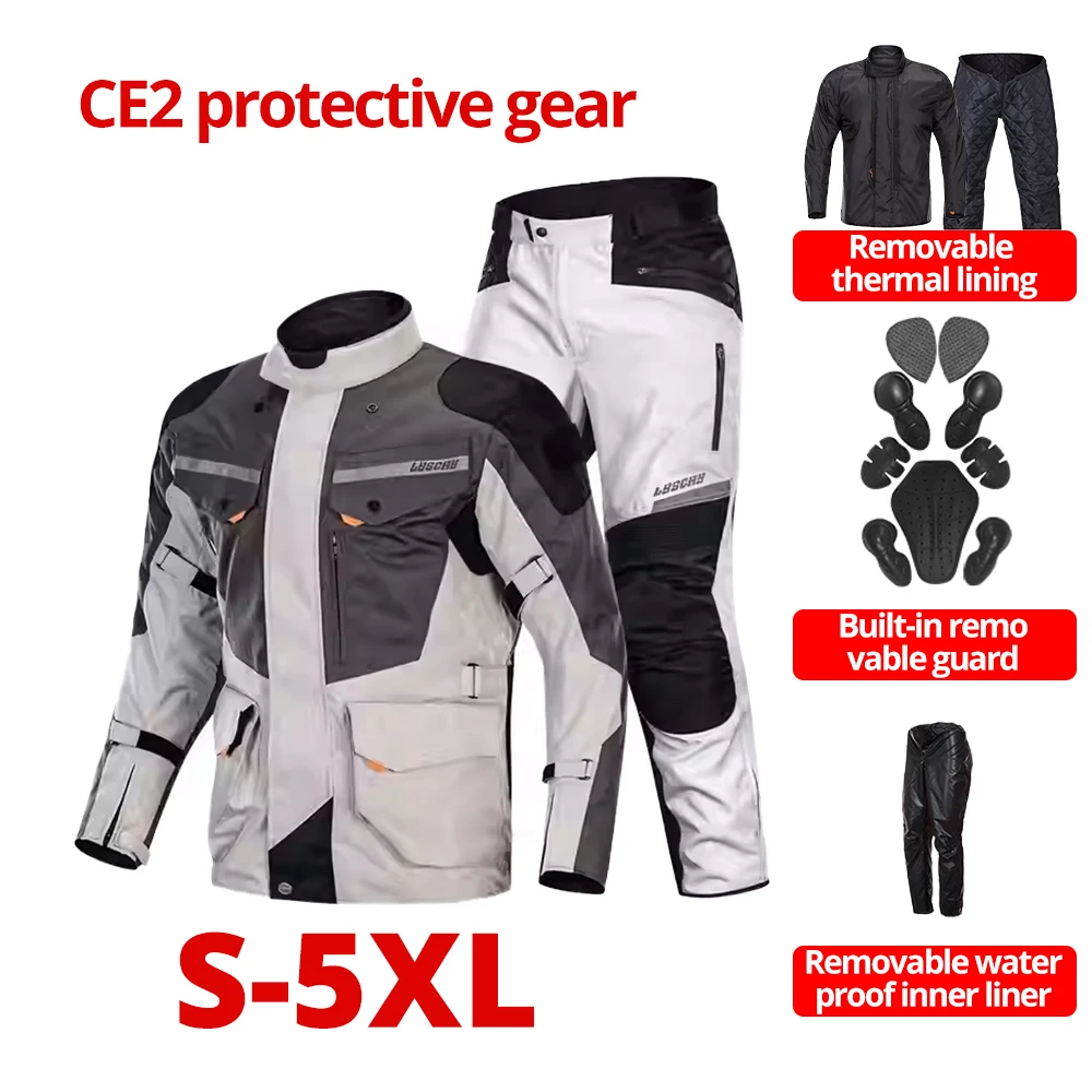 

LYSCHY Motorcycle Jacket Pants Suit Waterproof Men Women Motorbike Riding Coat Moto Jacket CE Protective Gear Armor Clothing
