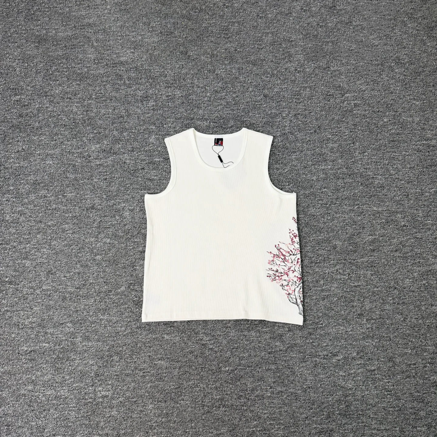 Summer Heavy Embroidery Sakura Pattern Sleeveless Hoodie Vest Loose Casual Unisex Breathable round Neck Sweat Vest