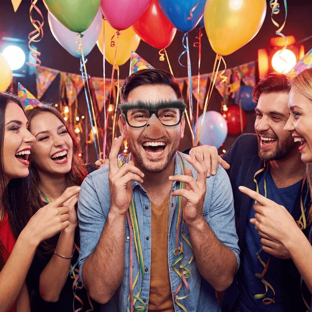 Funny Square Frame Disguise Glasses Black Eyebrows Fluffy Eyebrows Fake Nose Costume Glasses Oversized Nose Lightweight