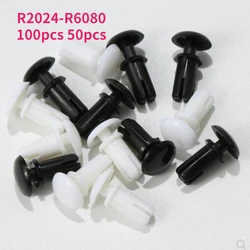 50-100PCS R2024-R6080 Black/White Black White Nylon Plastic R Type Expansion Rivet Nut Buckle Clip PC Board Rivet Fastener