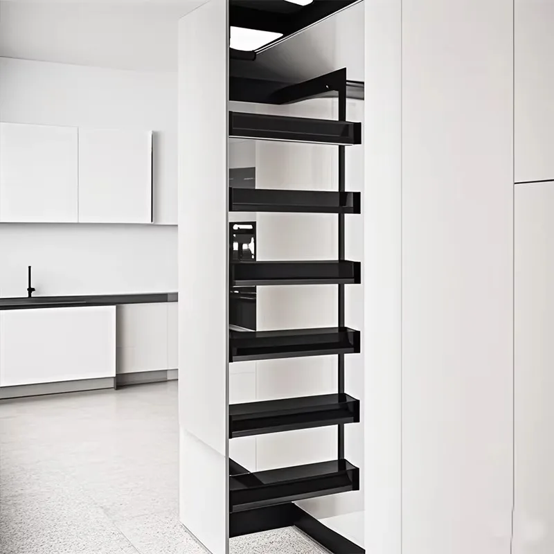 

Pull Out Kitchen Pantry Storage Basket High Cabinet Food Storage Linkage Sliding Basket