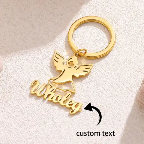 Personalized Name Keychains Baptism Favor For Guest Angel Custom Key Chain Mi Bautizo Christening Stainless Steel Jewelry Gift