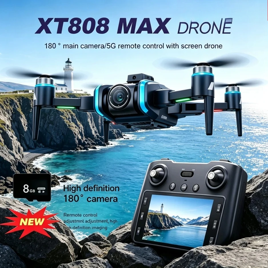 Original XT808 Max Aerial Quadcopter GPS Brushless Motor 8K Ultra HD 4K Dual Camera 5G WIFI FPV Foldable RC Flying UAV