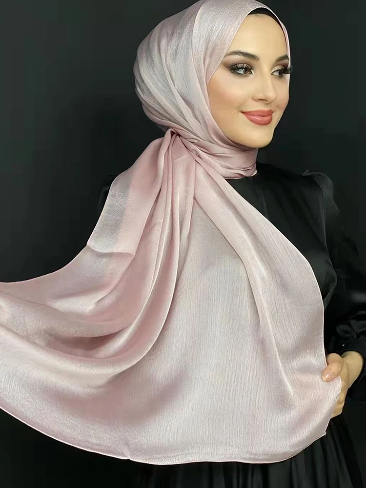 Muslim scarf shawl women luxury abaya silk satin hijab ramadan hijabs for woman abayas jersey dress turban instant undercap cap