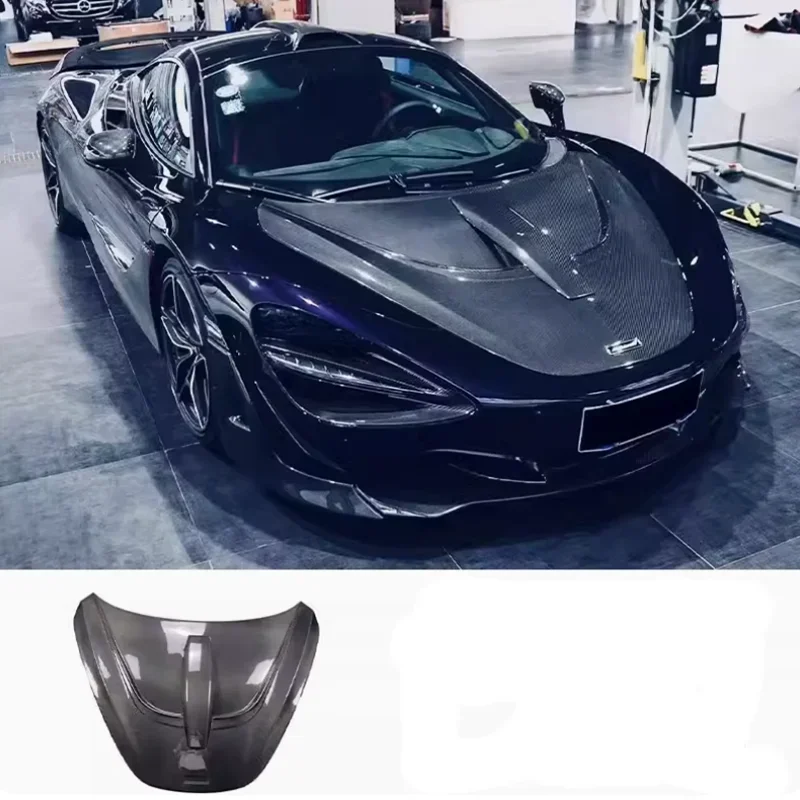 

Fits For McLaren 720S 2017-2019 High Quality Carbon Fiber Clear Glass Front Bumper Engine Hood Vent Spoiler Cover Body Kit