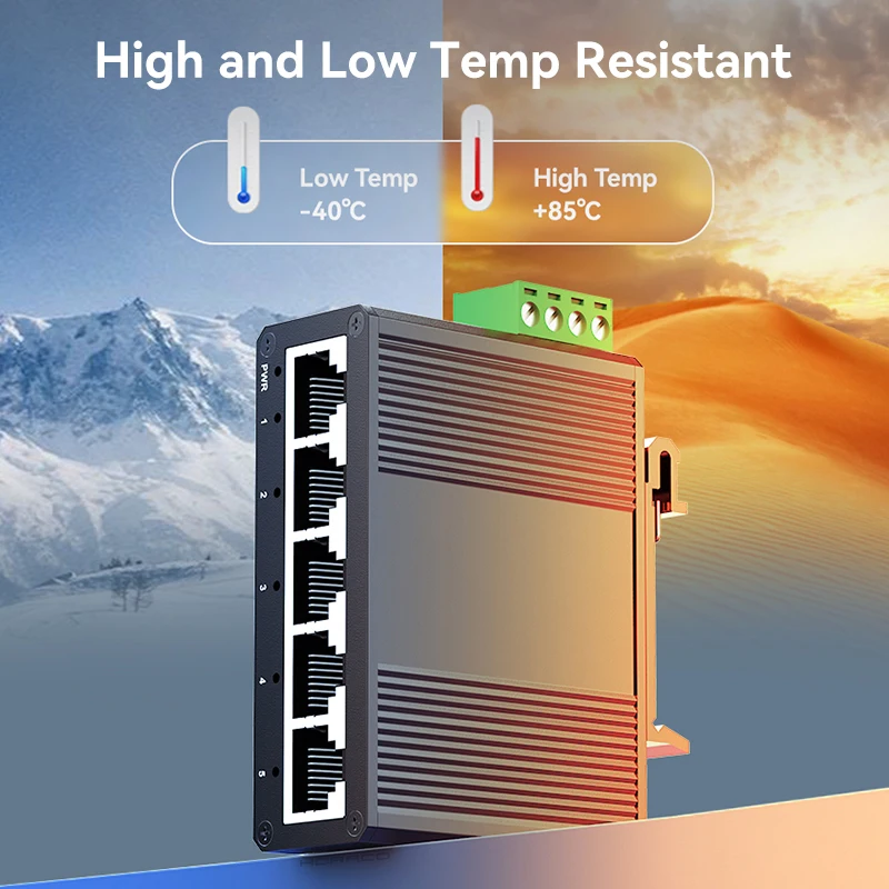 HORACO 5 منافذ جيجابت الصناعية التبديل 1000Mbps شبكة صغيرة محول إيثرنت DIN السكك الحديدية شنت التوصيل والتشغيل حماية IP40