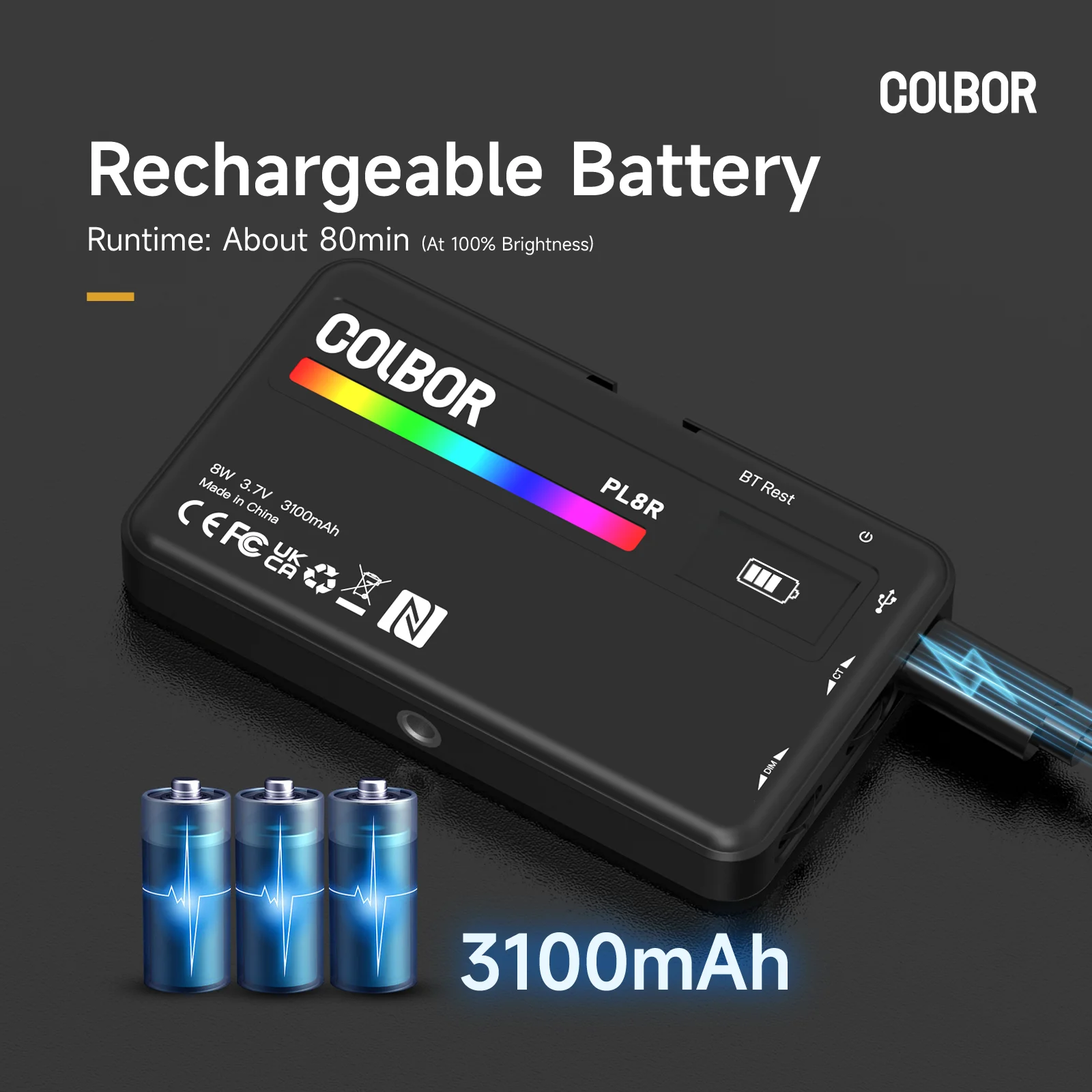 

Colbor Pl8R II Многоцветный RGB полноцветный True Colors с подсветкой экрана для фотосъемки Мини-камера RGB Light CCT/HSI/EFF