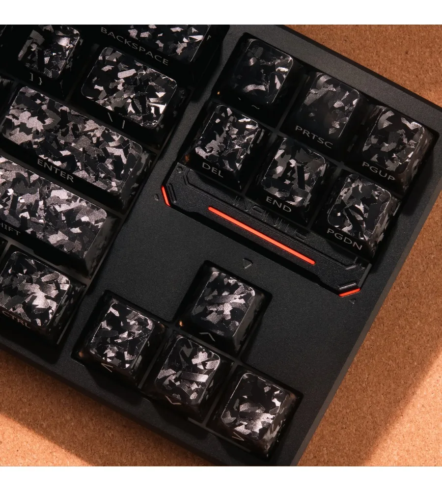 Carbon fiber black/white ice carbon pattern transparent keycap side engraving custom original high mechanical keyboard cap