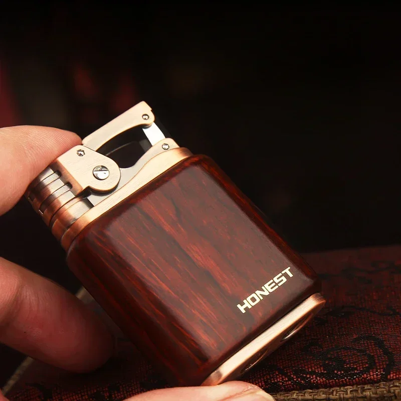 2024 New HONEST Sandwood Kerosene Windproof Lighter Old Vintage Knot Kerosene Lighter Smoking Accessories Men\'s Gift Tool