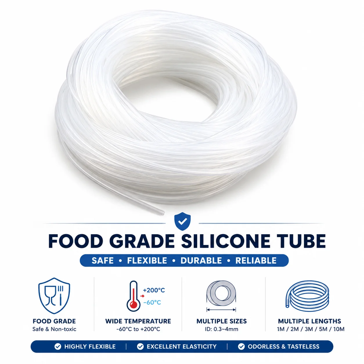 10M/5M/2M Food Grade Transparent Capillary Silicone Tube with an Inner Diameter of 0.3-4mm, Visible Tubing Soft Rubber Tube