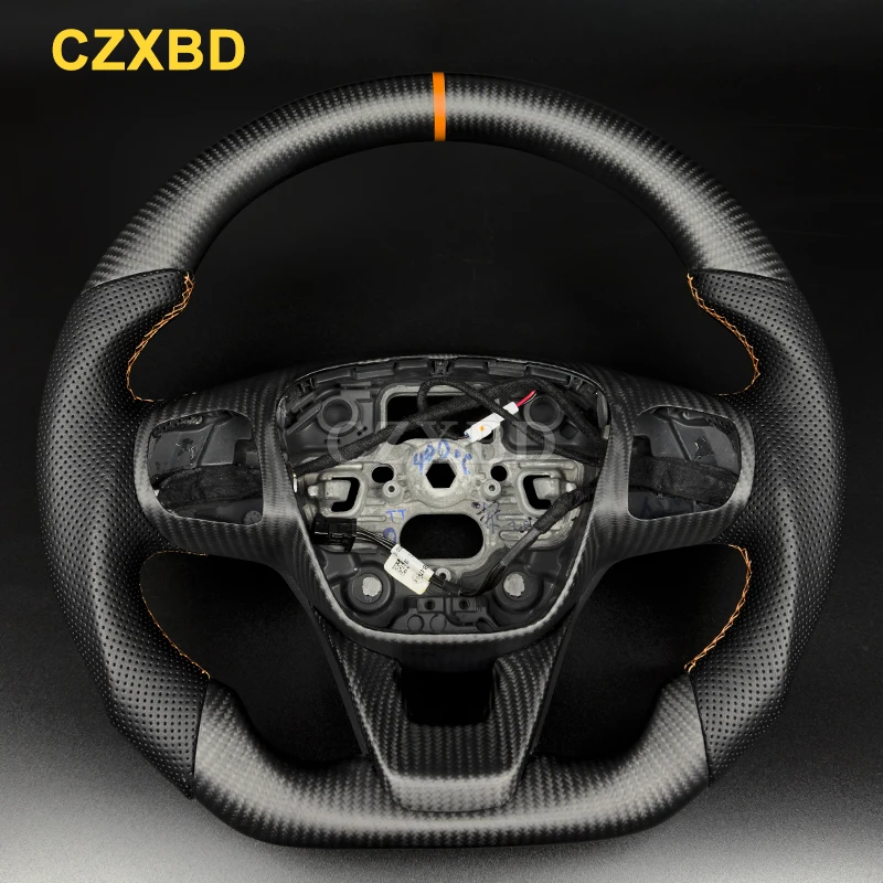 Rode marker geschikt voor Ford Fiesta ST MK8 2021 Focus matzwart koolstofvezel stuurwiel Hoge kwaliteit sportwiel aangepast