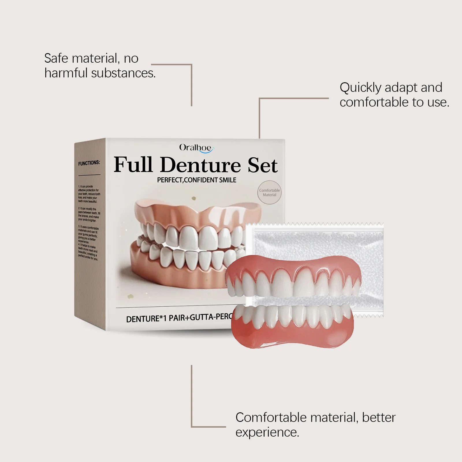 Denture Silicone Kit Fake Teeth Keep Soft Teeth Upper Lower Set Portable Tooth Oral Care Set Confident Smile Denture Making Kits