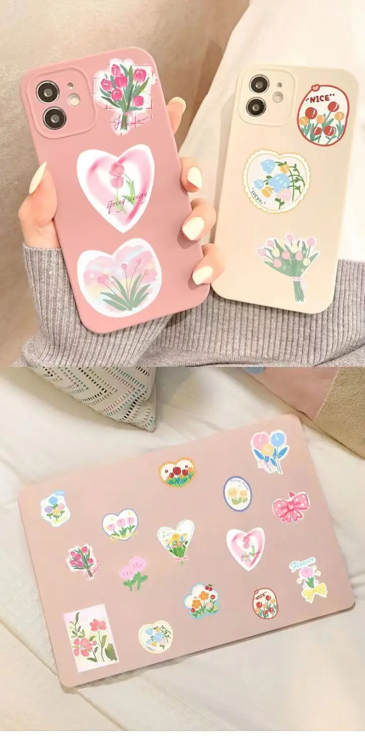 30pcs/pack Hand-painted Tulip Sticker Graffiti Stickers DIY Luggage Stickers Notebook Phone Case Wall Decor Stickers Kid Toys