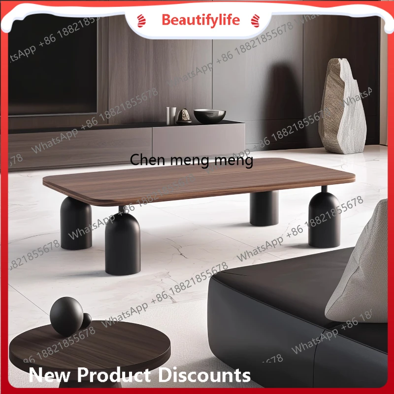 

Art rectangular solid wood coffee table light luxury Italian minimalist living room home niche H