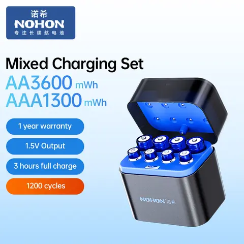NOHON 1.5V AA 3600mWh/AAA 1300mWh 장난감 게임 콘솔 마우스 원격 제어 초인종 혈압 모니터 용 충전식 배터리