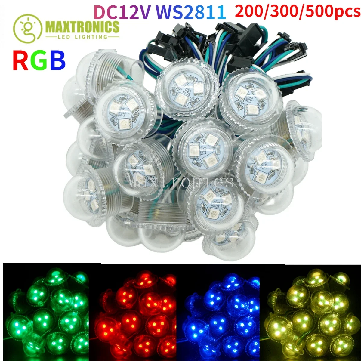 transparente shell rgb led modulo para parque de diversoes ktv decoracao luz de pontos smd5050 dc12v 200 pcs 300 pcs 500 pcs 26 mm ws2811 01